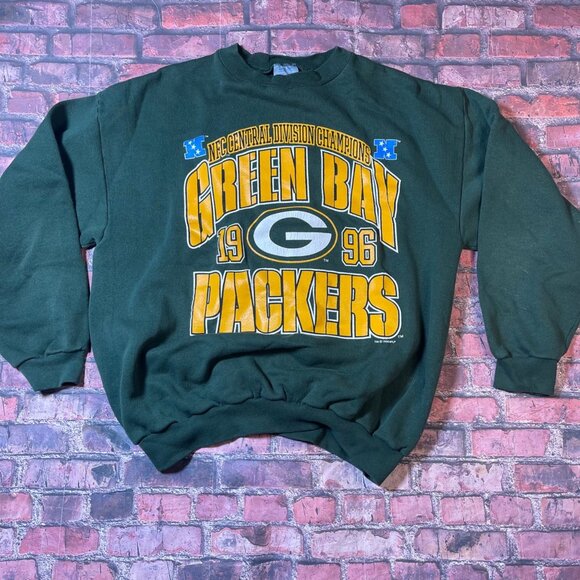 Vintage Logo 7 Green Bay Packers 90s 1996 Champions Crewneck Sweatshirt Large - Picture 1 of 7
